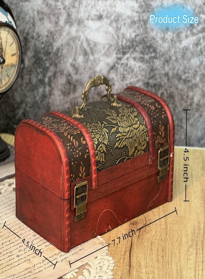 Amedoo Treasure Chest Box With Lock, Wooden Storage Box Decorative Box Decorative Storage Box With Lids, Pirate Keepsake Box for Jewelry Trinkets Kids Gifts (Medium) - Image 4